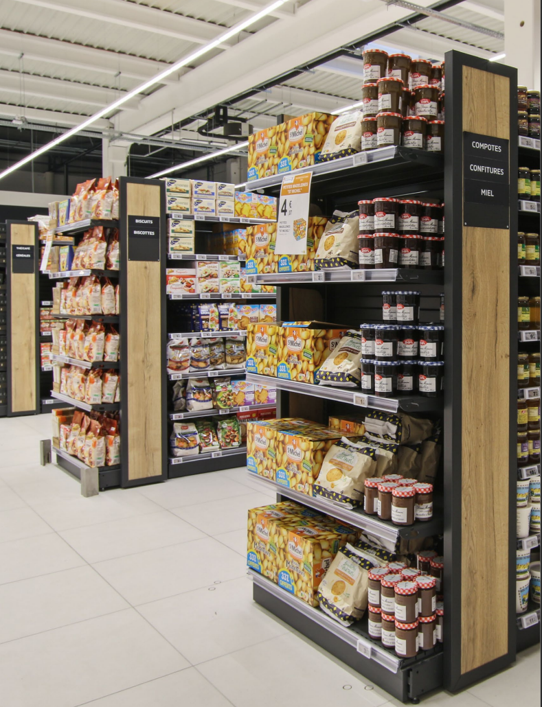 Voorbeeld van rekken afdeling zijkant rayon